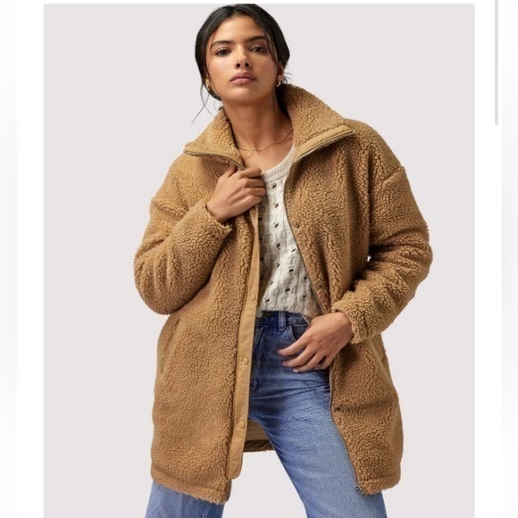 Spiritual Gangster Lexi Sherpa Coat Tan M/L NWOT - Picture 1 of 8
